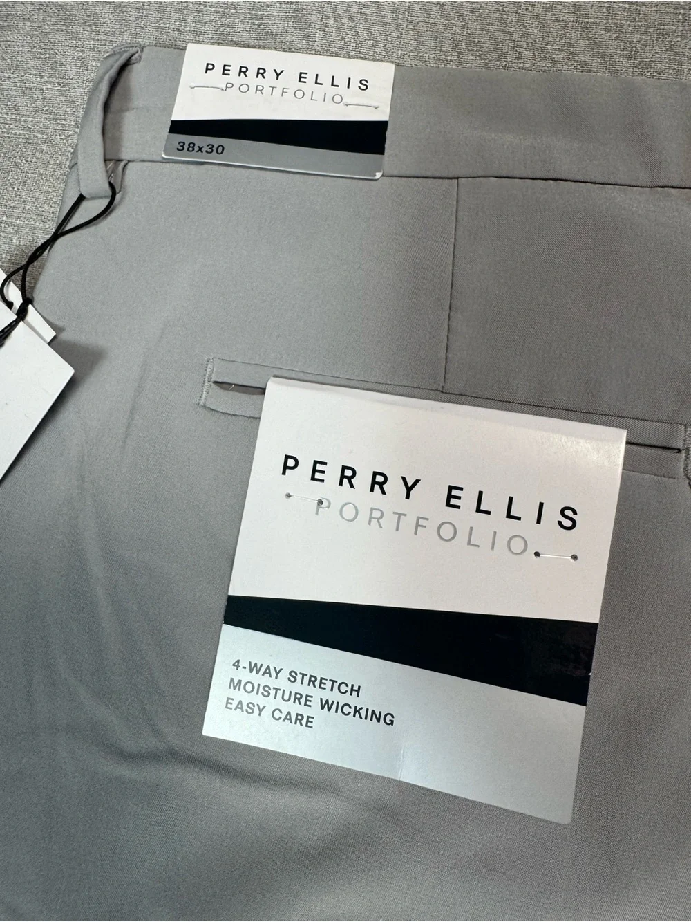 NWT New Perry Ellis Light Gray Slim Pants In Alloy Size 38 x 30
